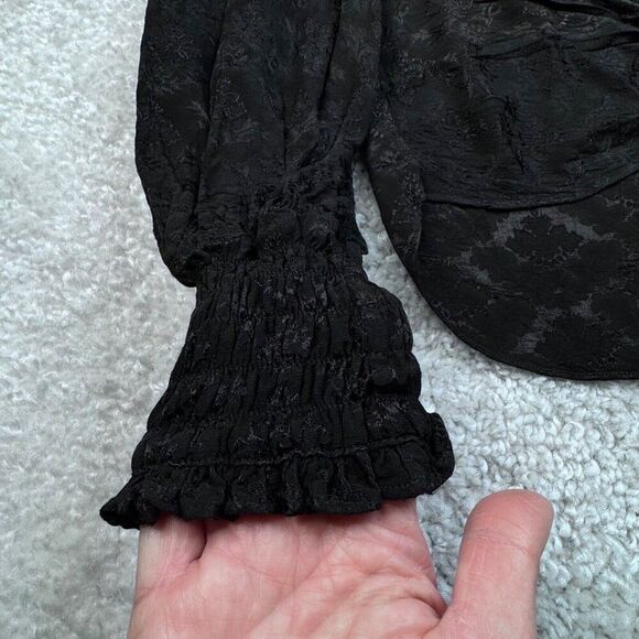 Caroline Constas Black Bette Blouse Balloon Sleeves - Picture 7 of 11